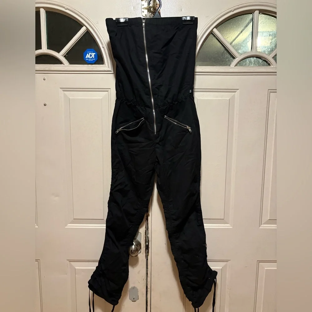 Paul Frank Black Zip-Front Jumpsuit with Zipper Pockets - Picture 1 of 2